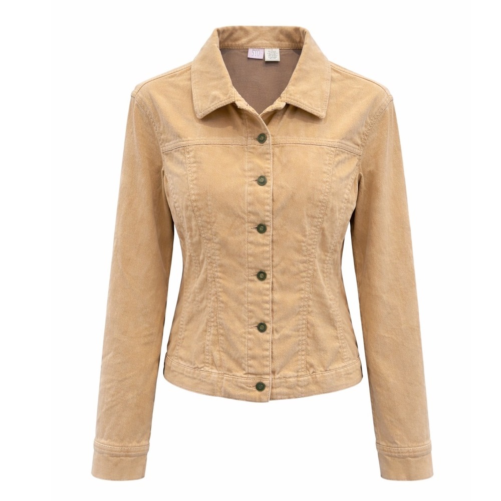 Corduroy Jacket coat  Women Large tan preppy shacket neutral western boho preppy